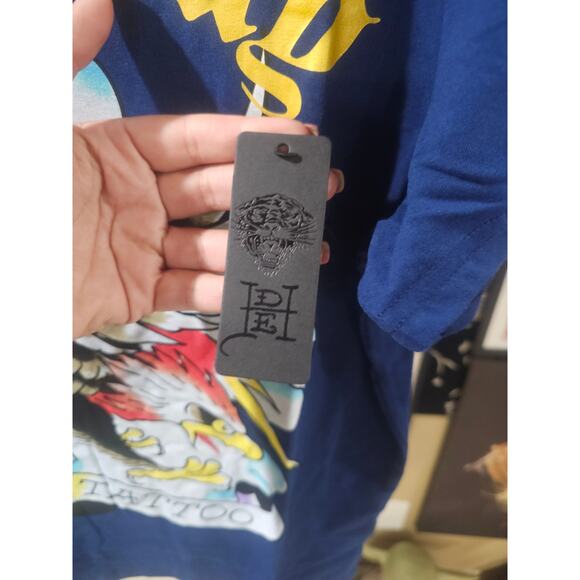 NWT Ed Hardy Lightning Eagle Tattoo Deadstock Streetwear Tee Navy Large - Picture 5 of 8